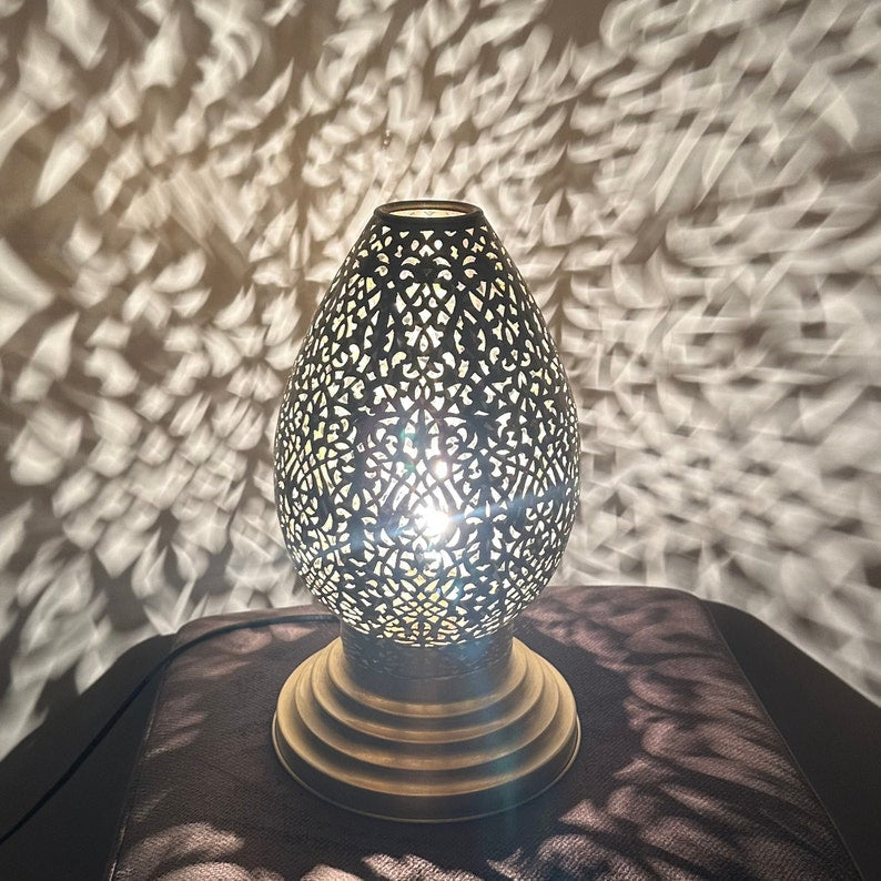 Handcrafted Moroccan Brass Pattern Table Lamp - View 4