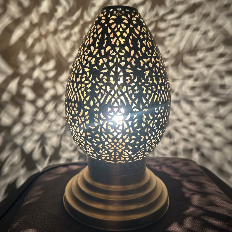 Handcrafted Moroccan Brass Pattern Table Lamp - View 5