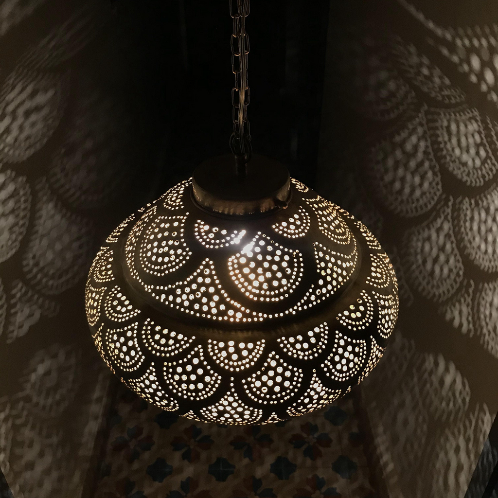 Artisan Moroccan Brass Teardrop Ceiling Lamp - View 6