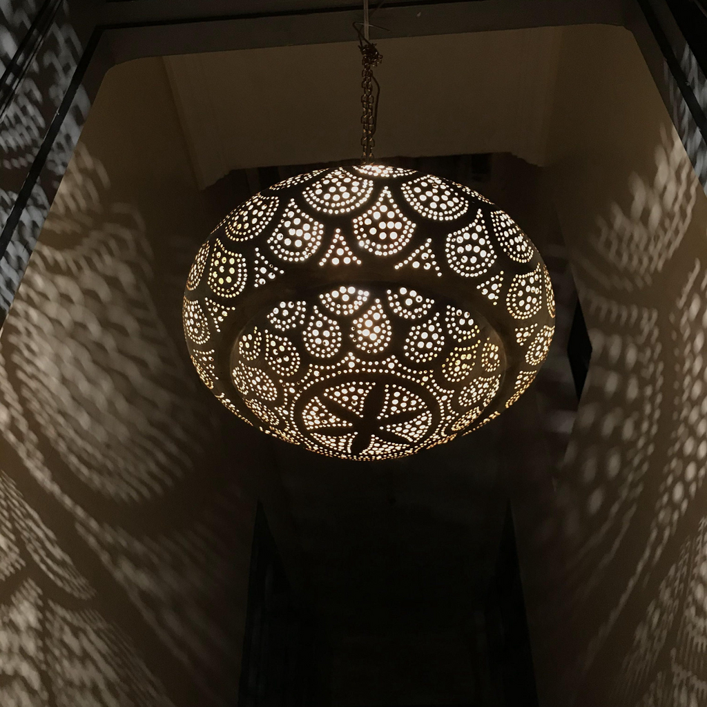 Artisan Moroccan Brass Teardrop Ceiling Lamp - View 2