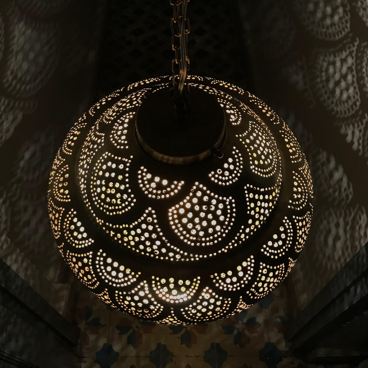 Artisan Moroccan Brass Teardrop Ceiling Lamp - View 4