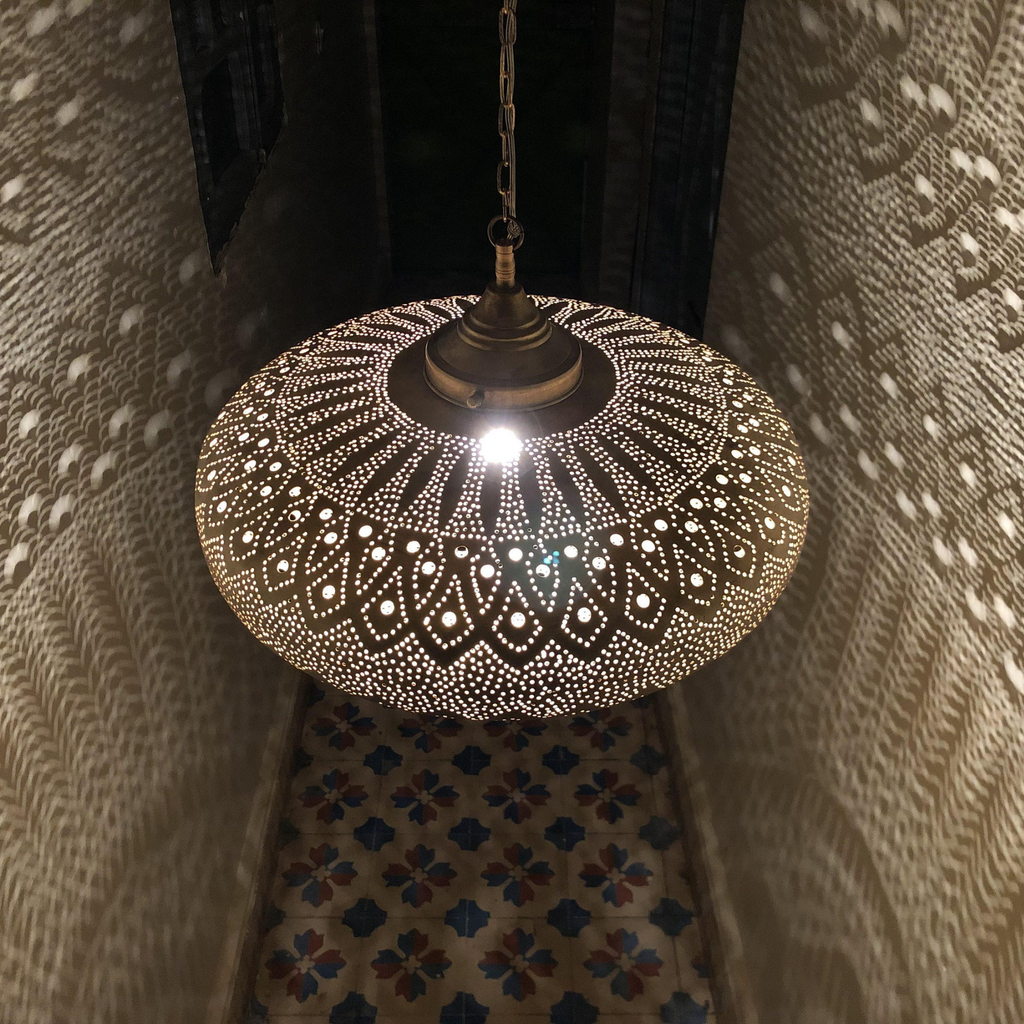 Star Pattern Moroccan Brass Pendant Light - View 6