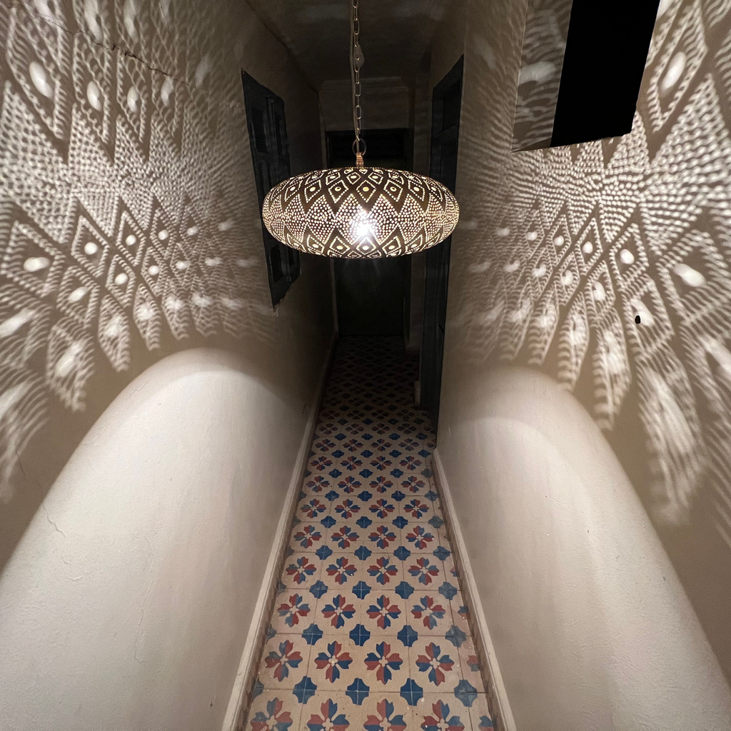 Star Pattern Moroccan Brass Pendant Light - View 4