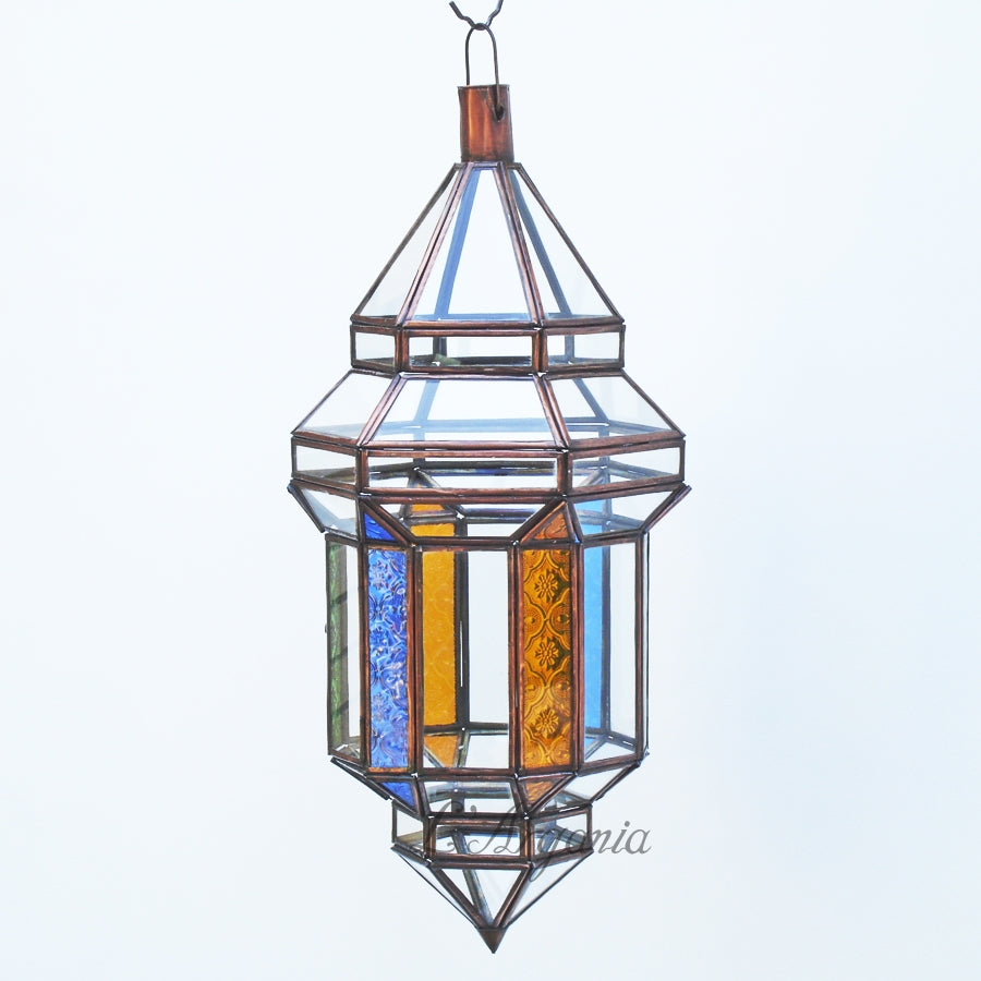 Handcrafted Fassiya Multicolor Moroccan Brass Light - View 2