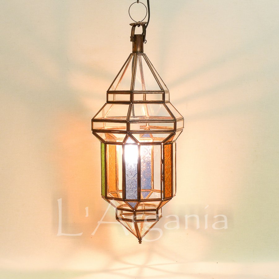 Handcrafted Fassiya Multicolor Moroccan Brass Light - View 1