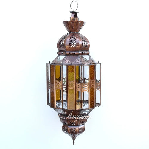 Amber Orange Glass Moroccan Lantern - View 2