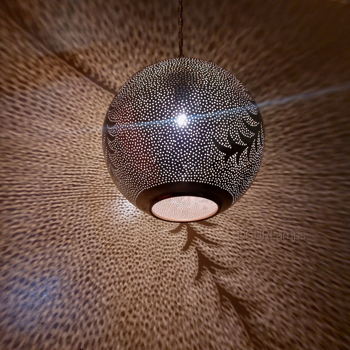 Radiant Moroccan Brass Bell Pendant Light - View 4