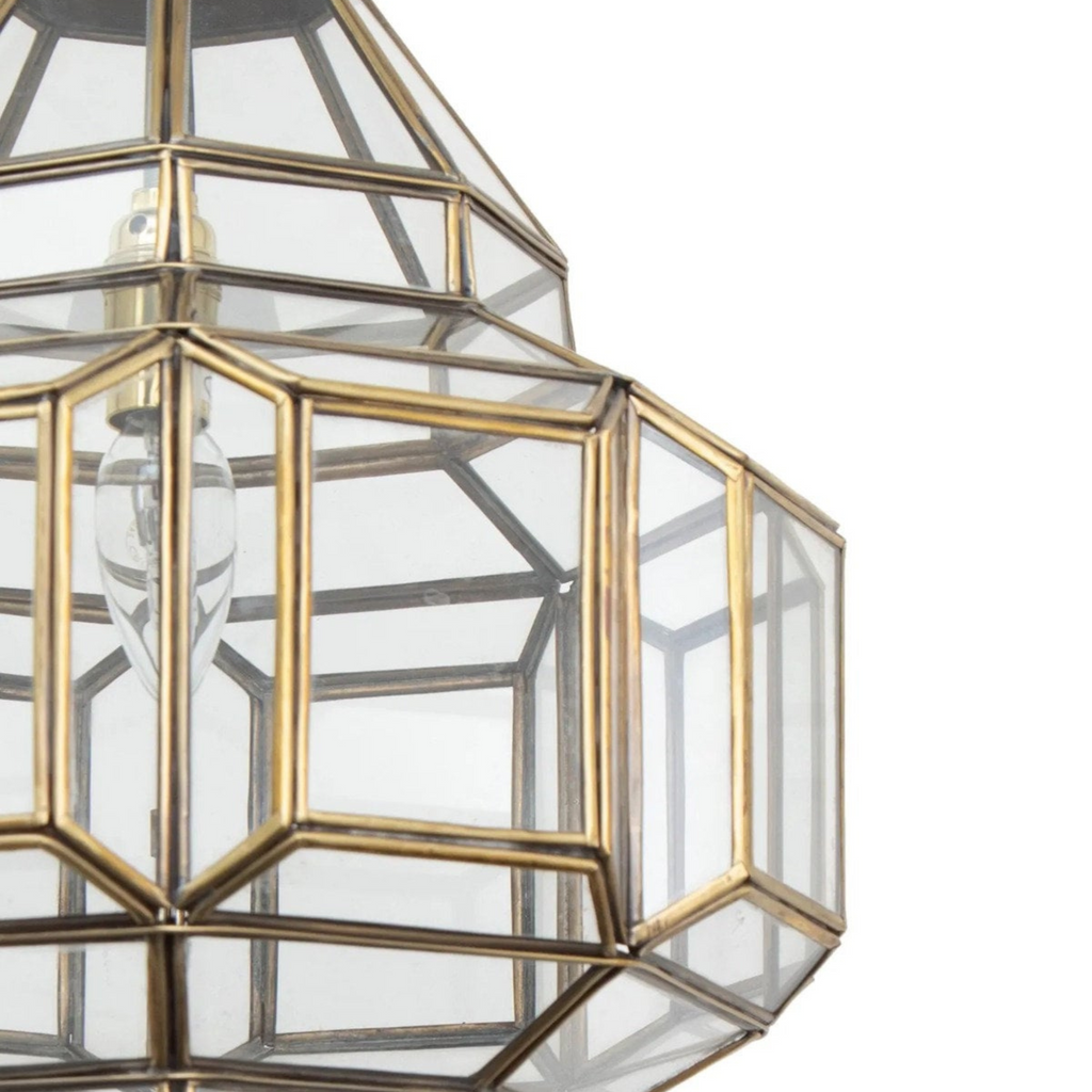 Moroccan Brass Geometric Glass Lamps Aayel - View 3