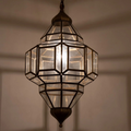 Moroccan Brass Geometric Glass Lamps Aayel - View 1