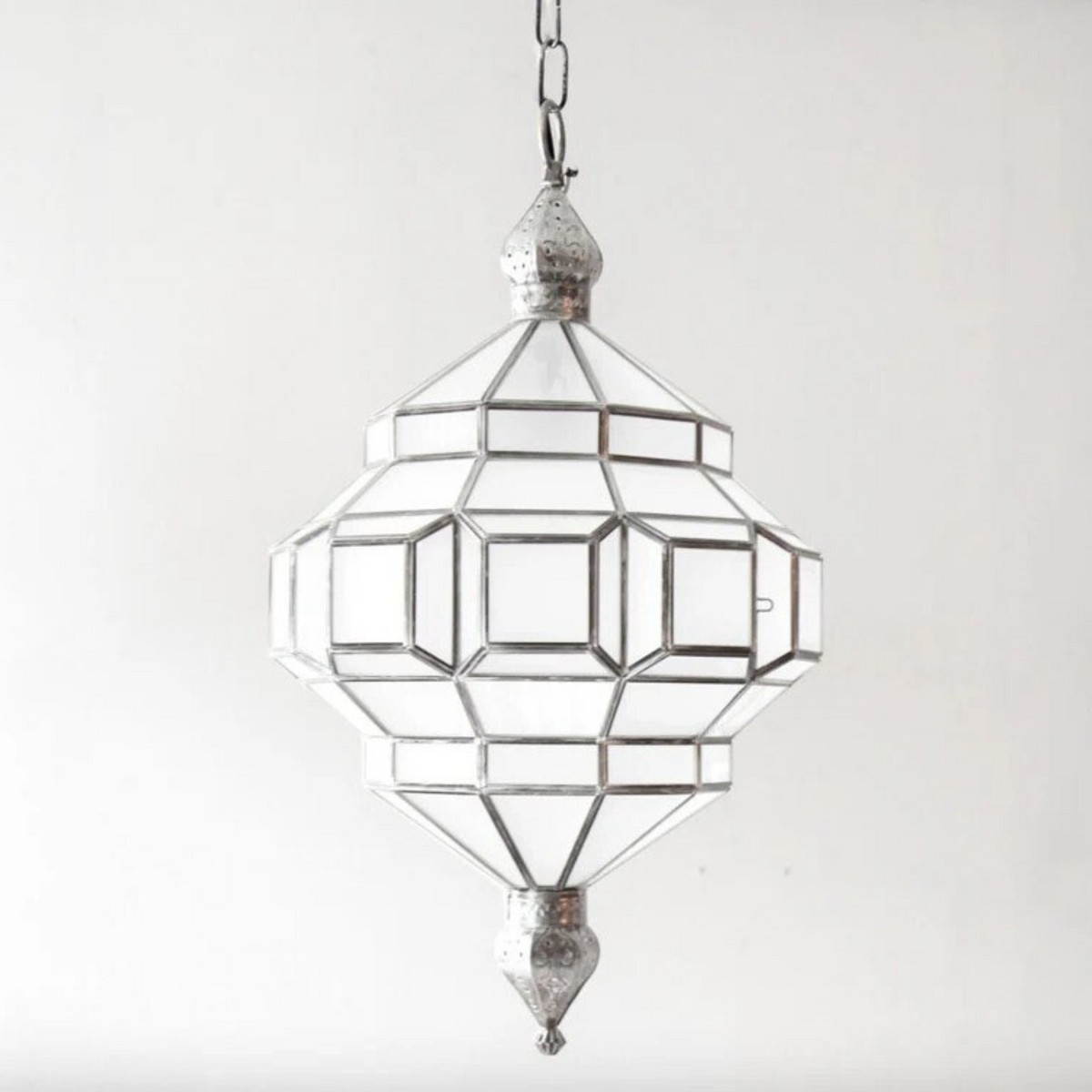 Moroccan Brass Geometric Glass Lamps Miloud Froosted - View 4