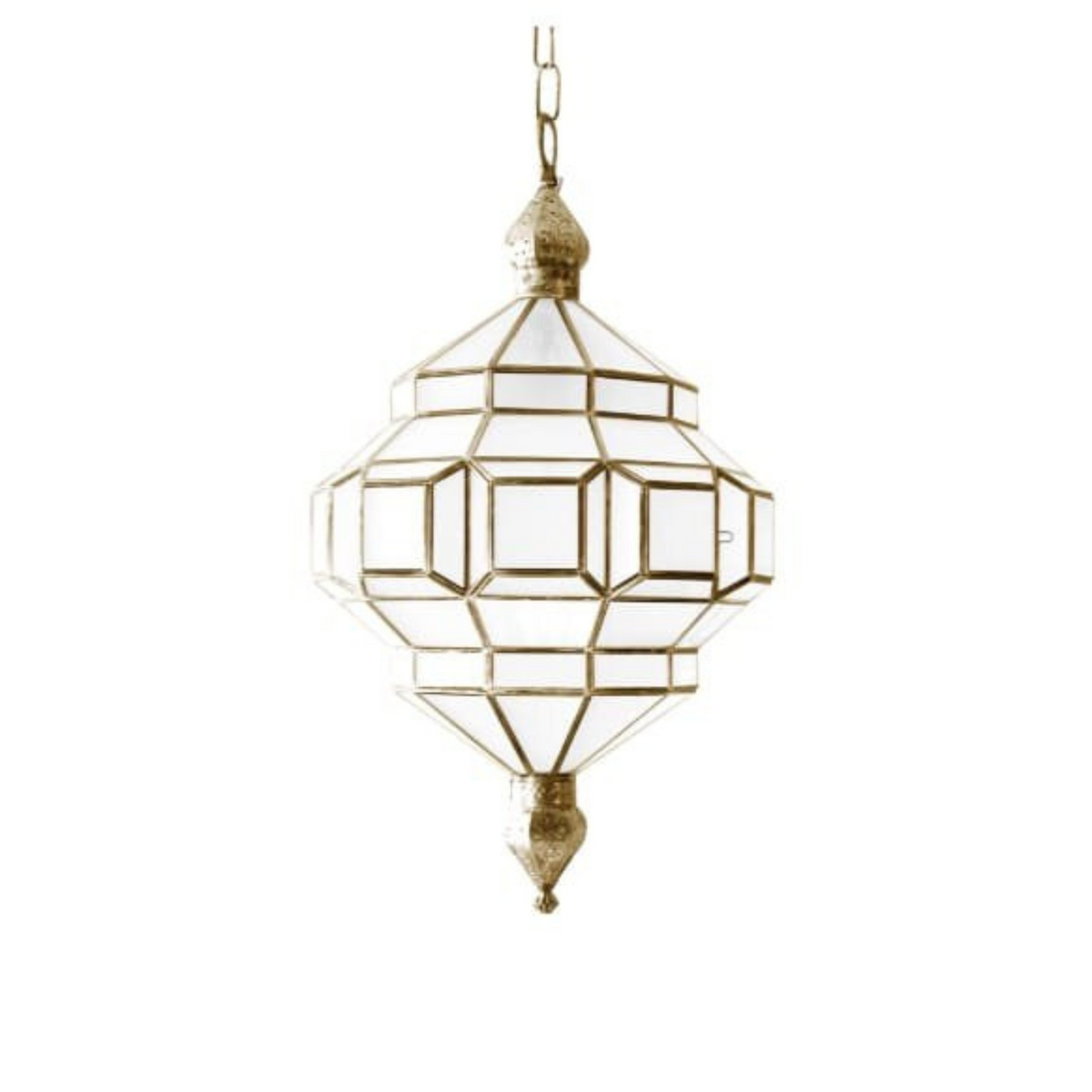 Moroccan Brass Geometric Glass Lamps Miloud Froosted - View 5