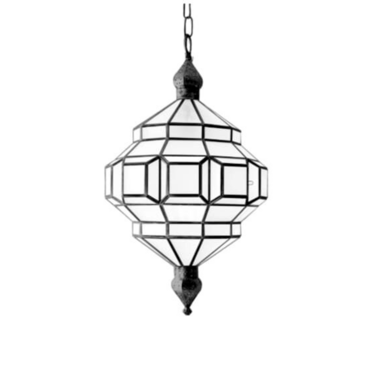 Moroccan Brass Geometric Glass Lamps Miloud Froosted - View 1