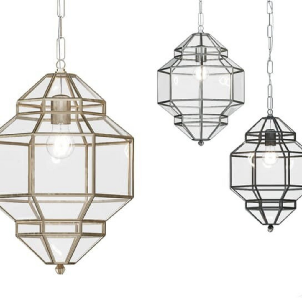 Moroccan Brass Geometric Glass Lamps Stitou - View 2