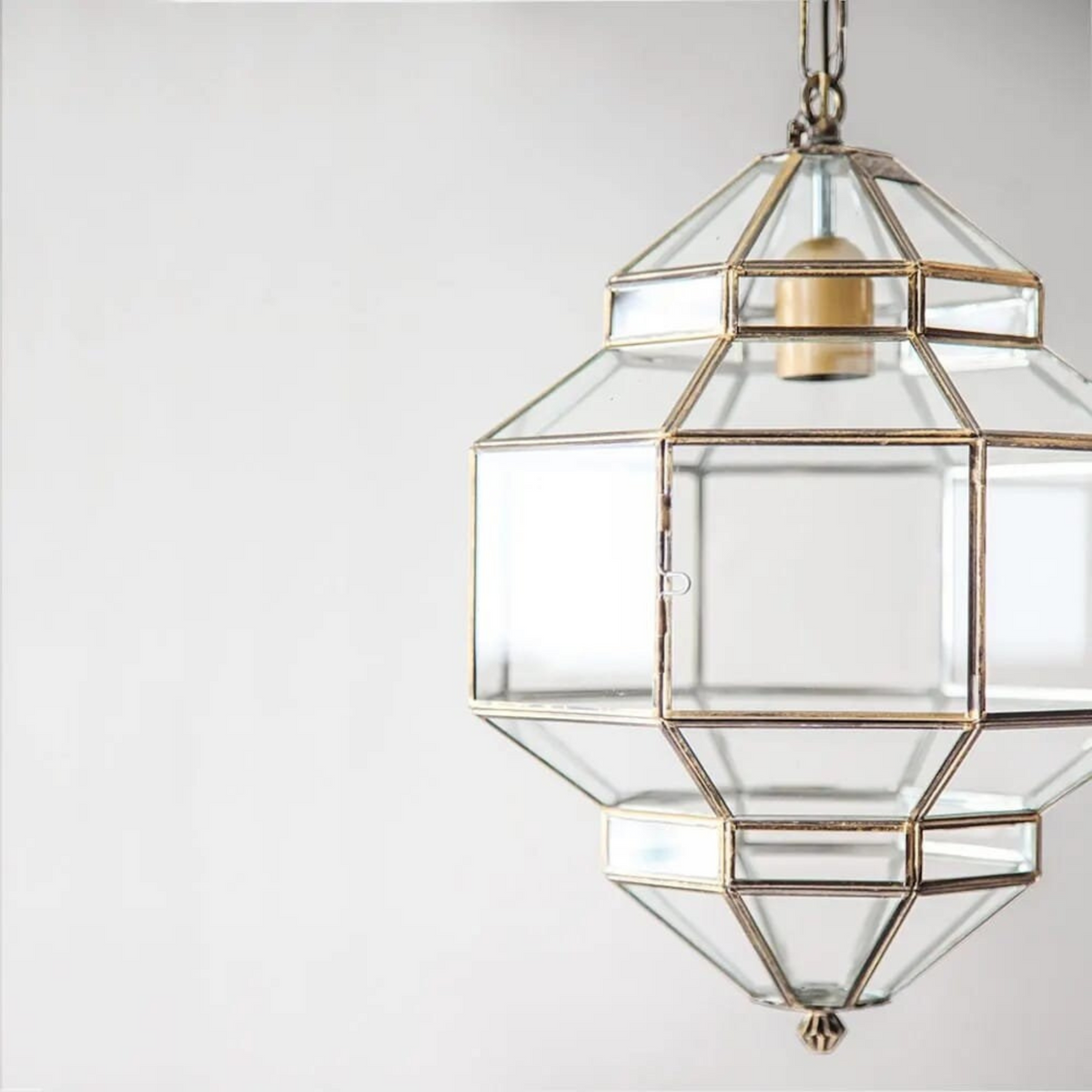 Moroccan Brass Geometric Glass Lamps Stitou - View 4