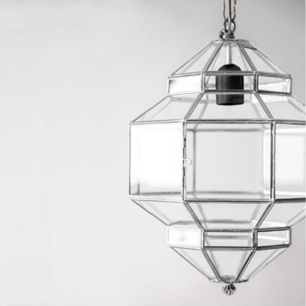 Moroccan Brass Geometric Glass Lamps Stitou - View 3