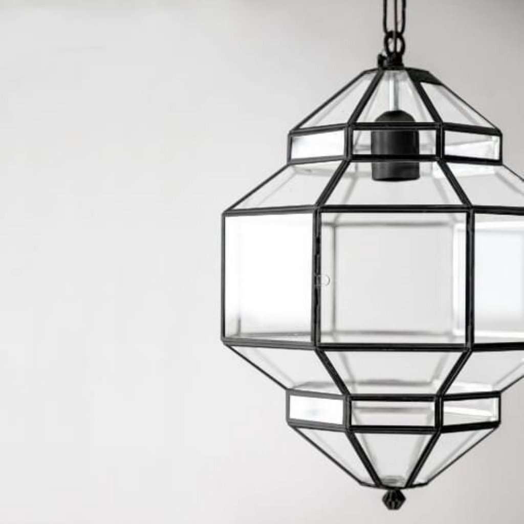 Moroccan Brass Geometric Glass Lamps Stitou - View 5