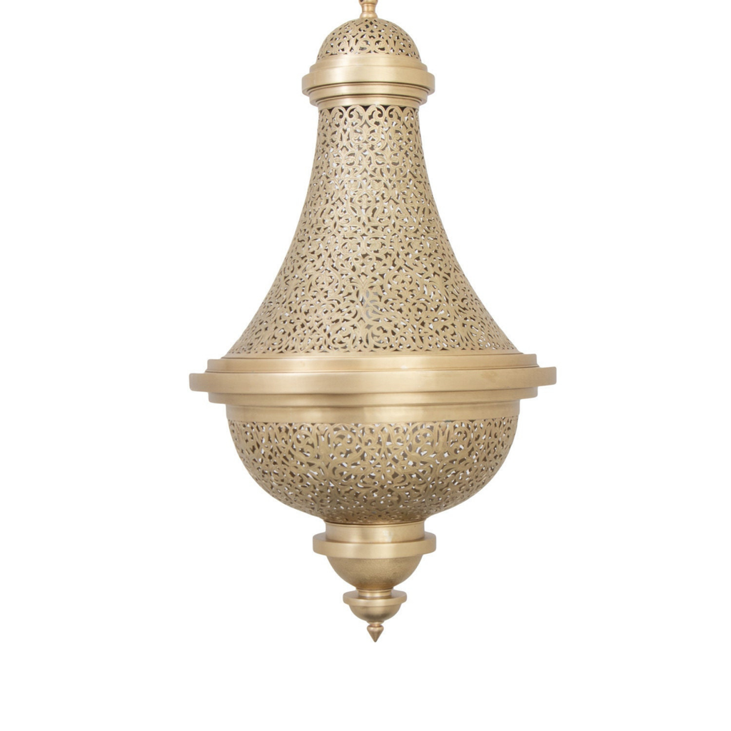 Lattice Style Moroccan Brass Pendant Light - View 2
