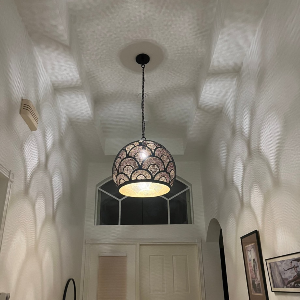 Diamond Cutout Moroccan Brass Pendant Light - View 6