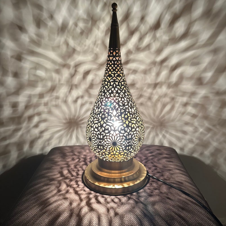 Crescent Moon Moroccan Brass Table Lamp - View 7
