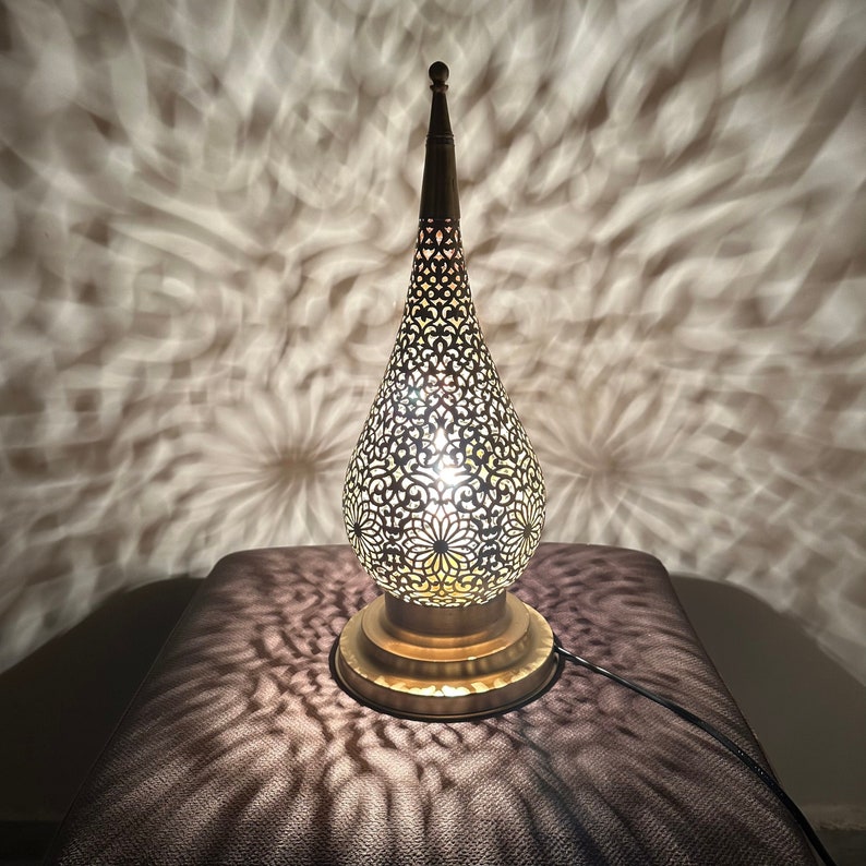 Crescent Moon Moroccan Brass Table Lamp - View 2