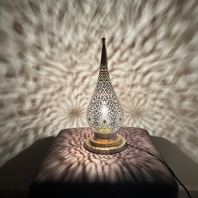 Crescent Moon Moroccan Brass Table Lamp - View 6