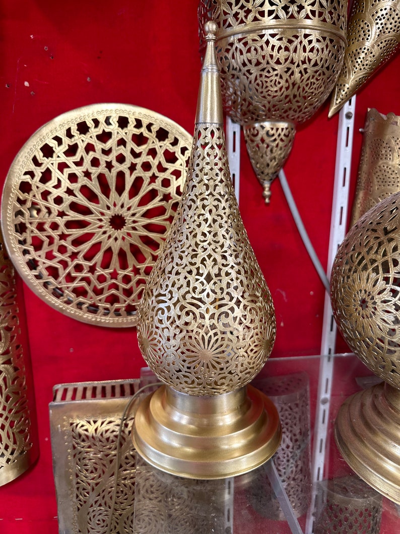 Crescent Moon Moroccan Brass Table Lamp - View 3