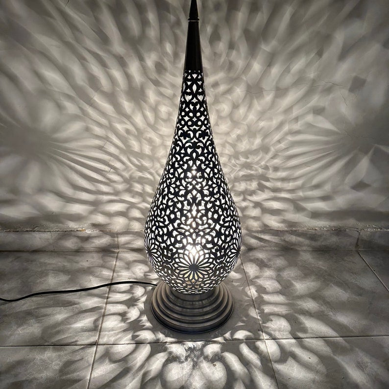 Crescent Moon Moroccan Brass Table Lamp - View 1
