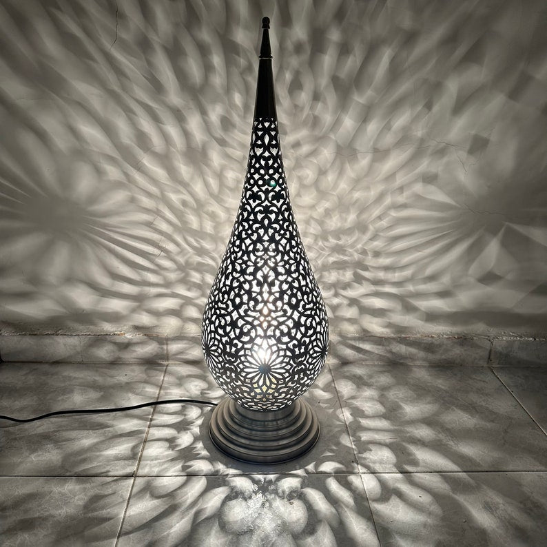 Crescent Moon Moroccan Brass Table Lamp - View 4