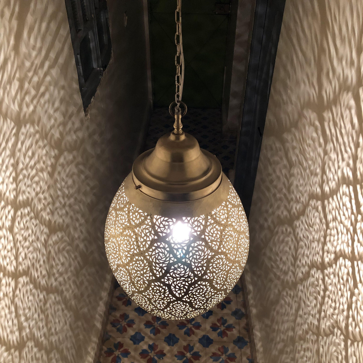 Handcrafted Moroccan Brass Teardrop Pendant - View 1