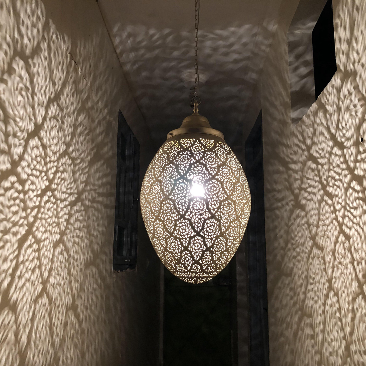 Handcrafted Moroccan Brass Teardrop Pendant - View 3