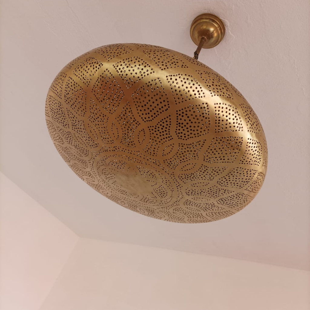 Classic Cutout Moroccan Brass Drop Pendant - View 4