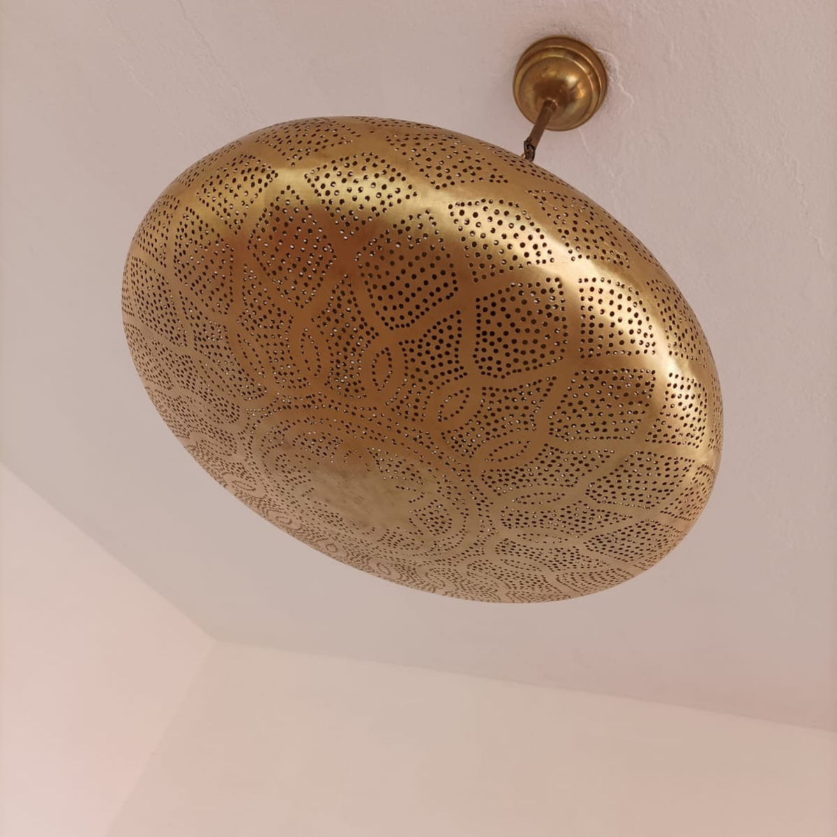 Classic Cutout Moroccan Brass Drop Pendant - View 4