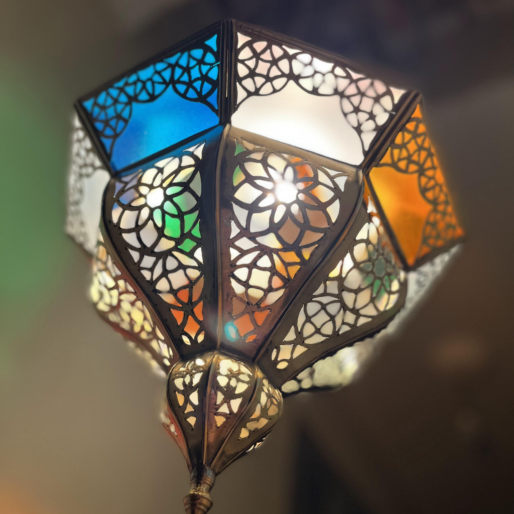 Traditional Moroccan Brass Hanging Canopy Lamp - View 4