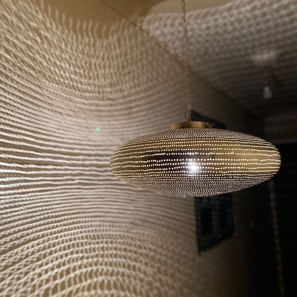Radial Pattern Moroccan Brass Ceiling Pendant - View 2