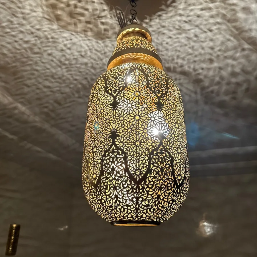 Hanging Moroccan Brass Sphere Pendant Light - View 4