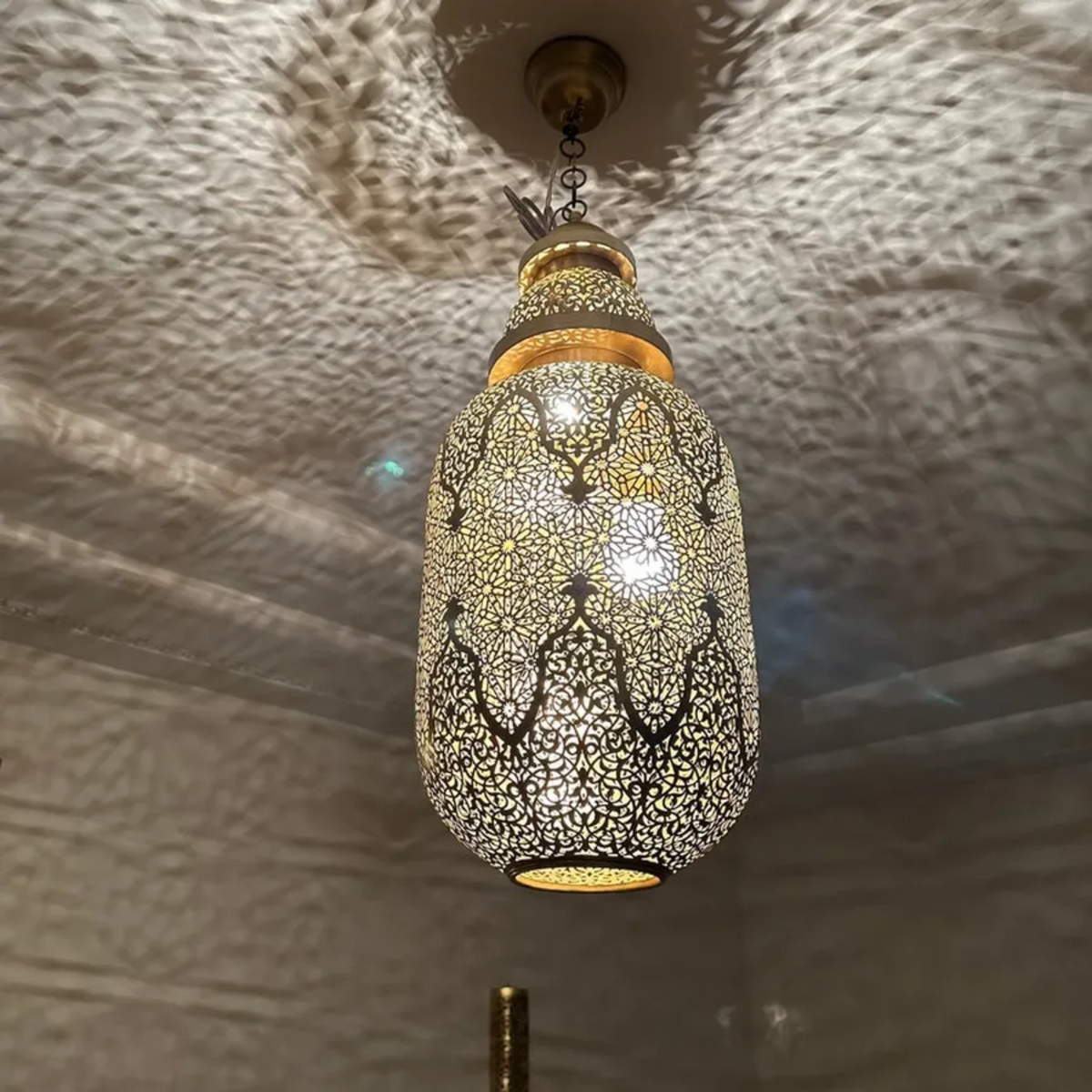 Hanging Moroccan Brass Sphere Pendant Light - View 5