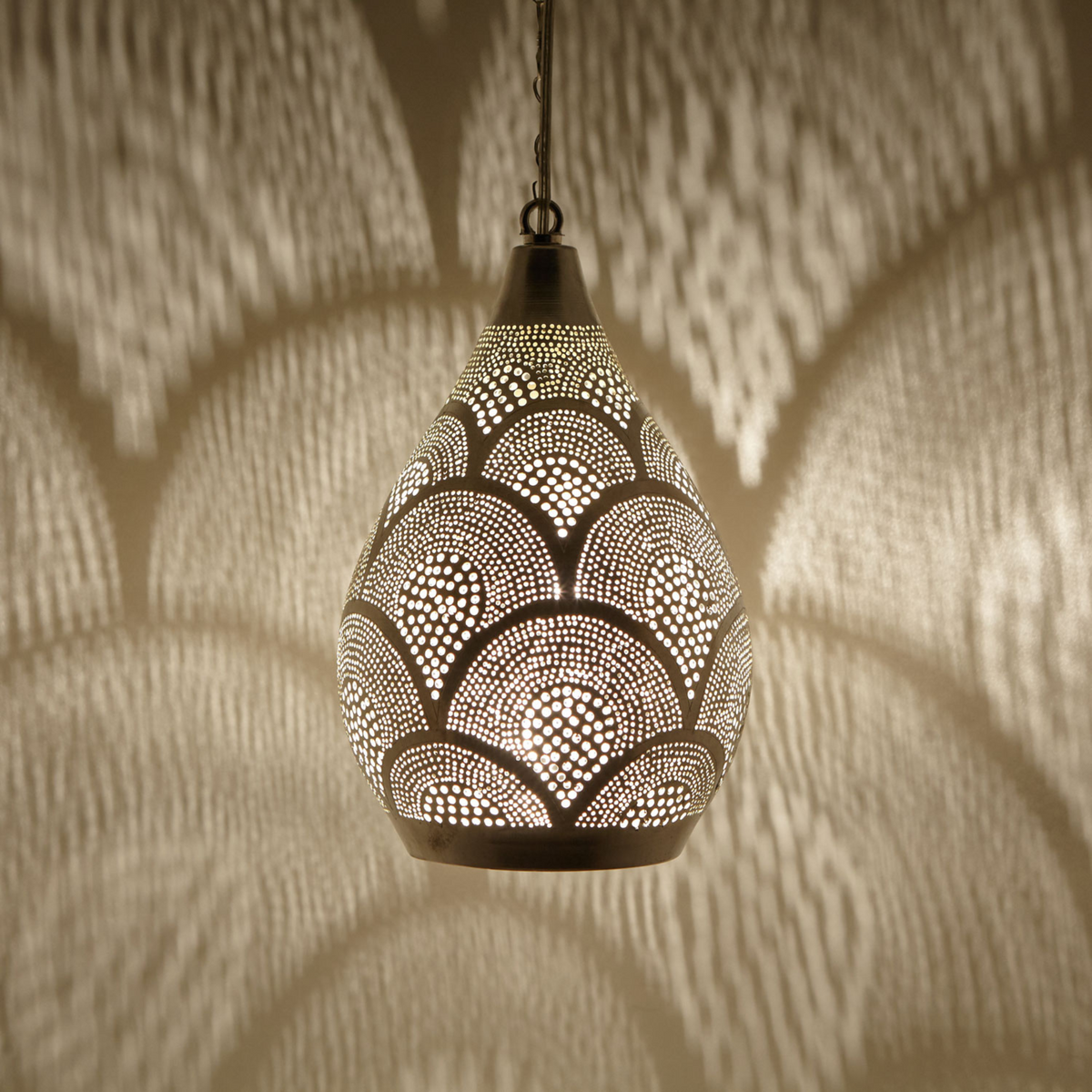 Regal Moroccan Brass Ceiling Pendant Light - View 2
