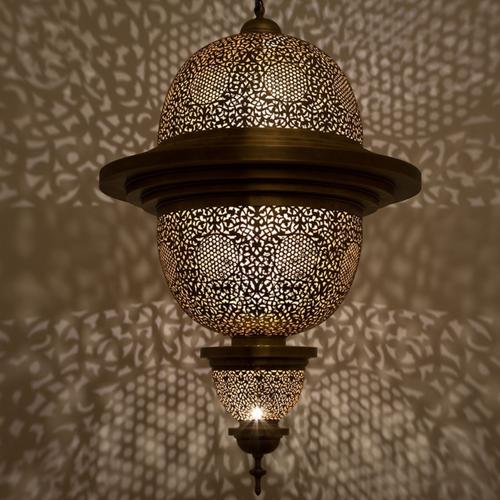 Cascading Moroccan Brass Ceiling Light - View 1