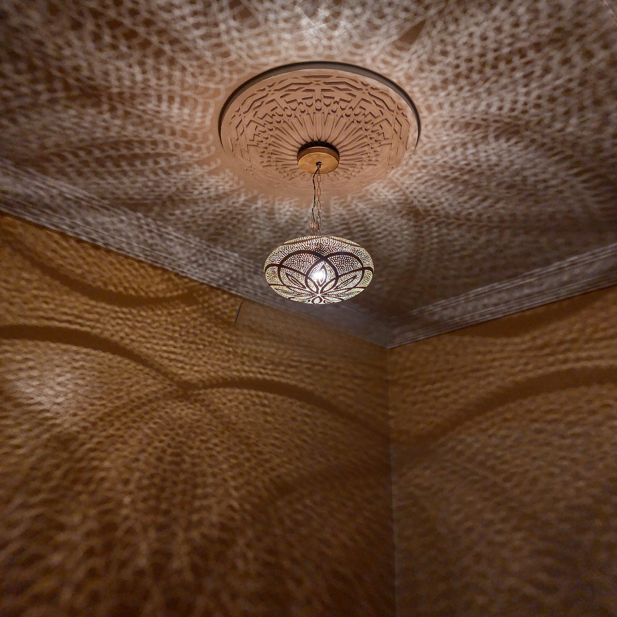Tapered Moroccan Brass Drop Pendant Light - View 2
