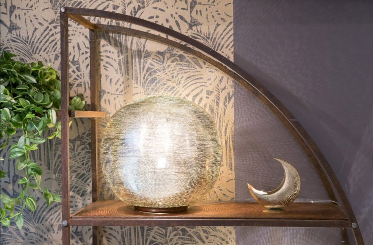 Handmade Round Brass Globe Table Lamp - View 7