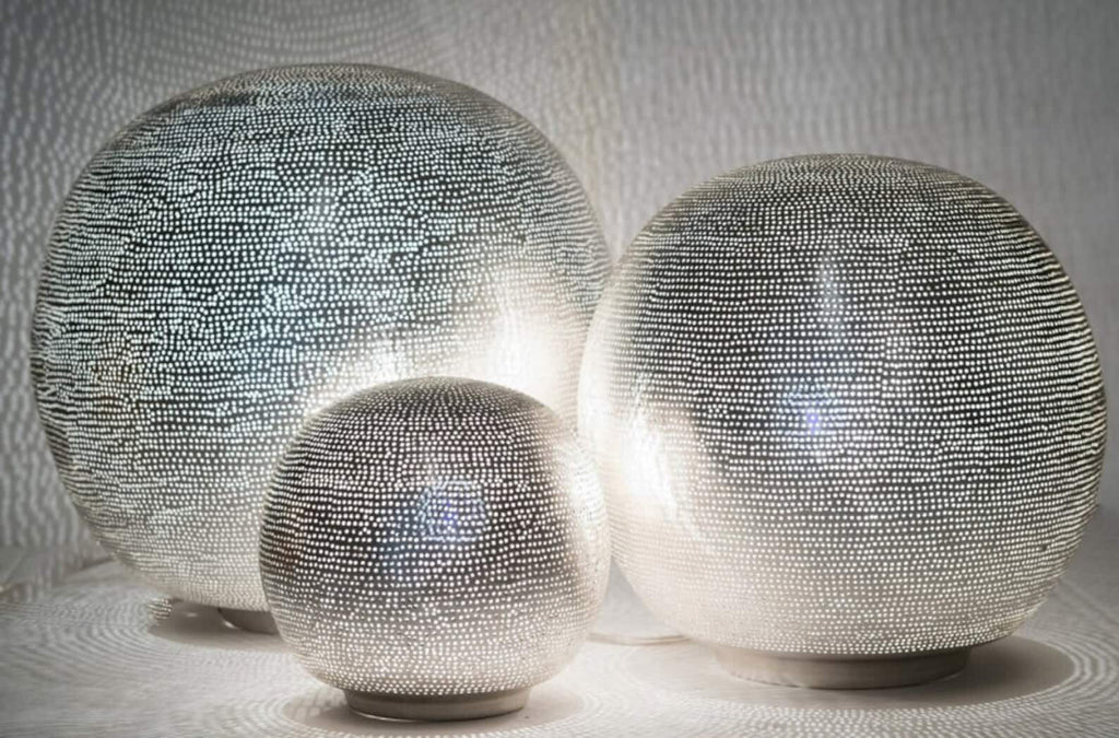 Handmade Round Brass Globe Table Lamp - View 3