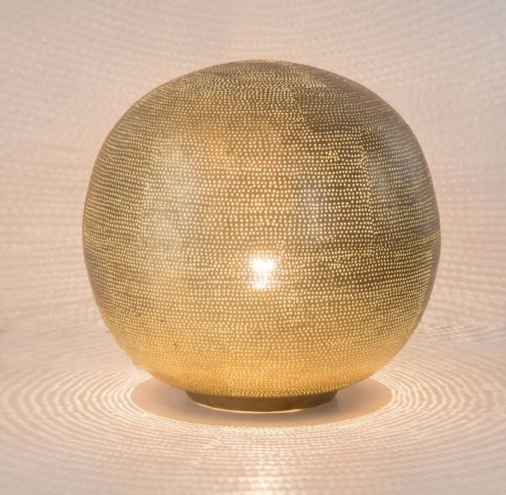 Handmade Round Brass Globe Table Lamp - View 4
