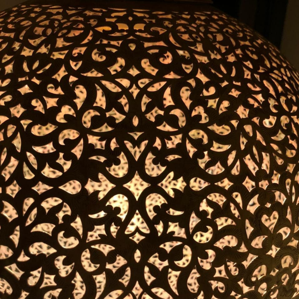 Round Moroccan Brass Globe Ceiling Light - View 4