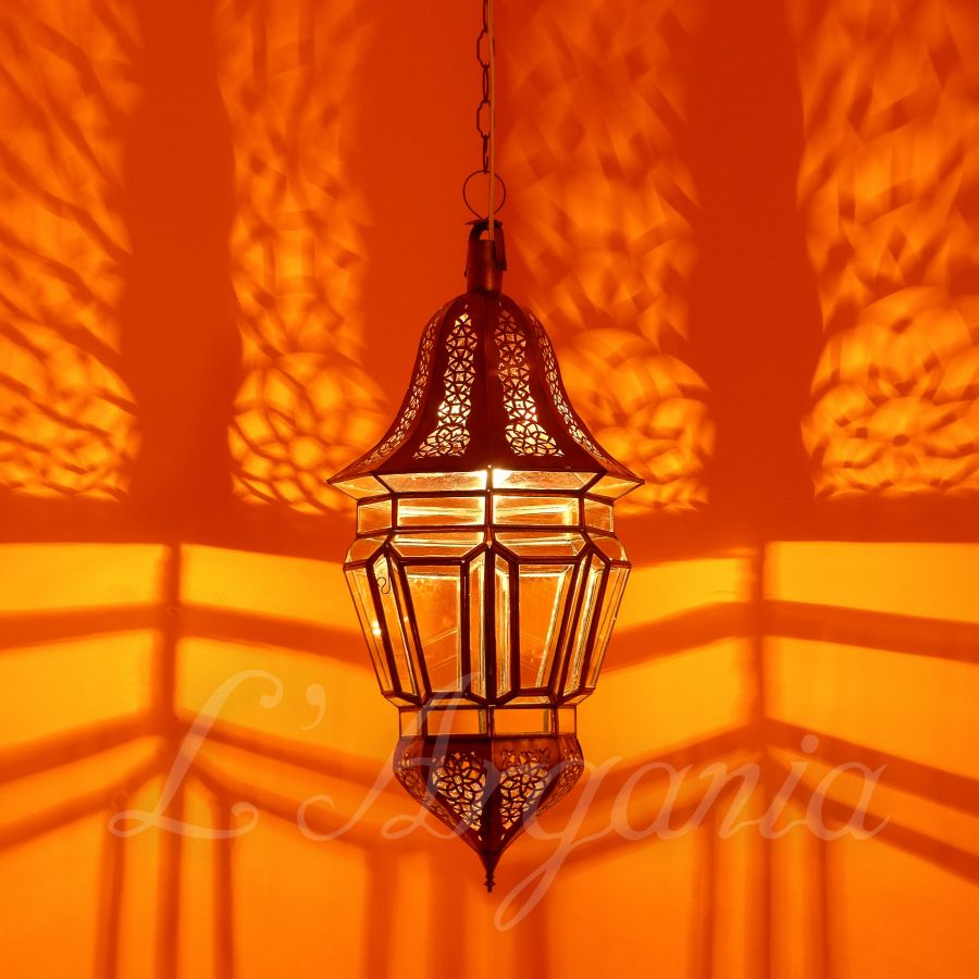 Handcrafted Lamiya Transparent Moroccan Brass Light - View 2