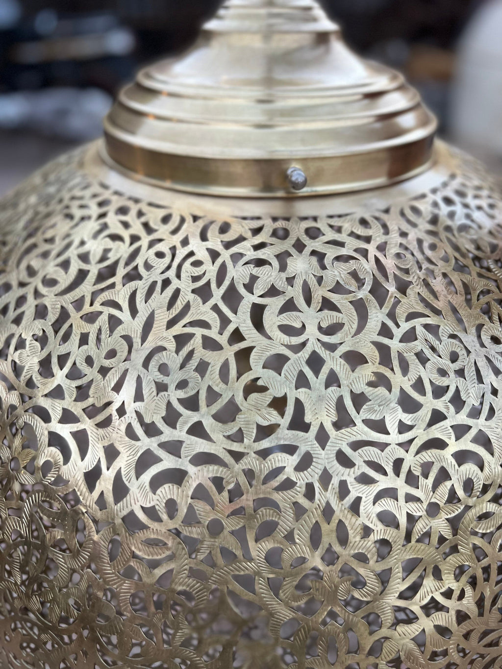 Almond Cutout Moroccan Brass Pendant Light - View 6