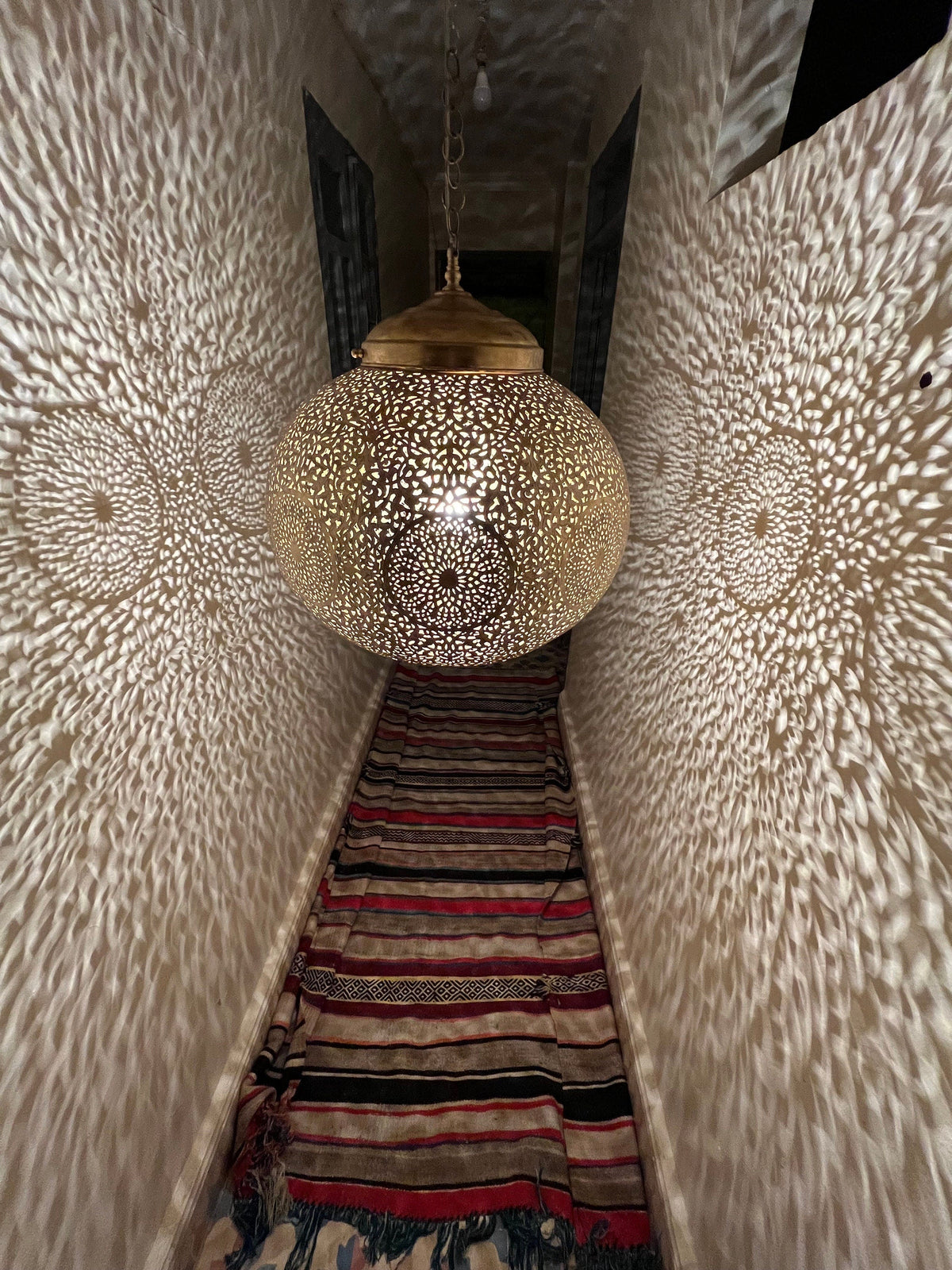 Diamond Shape Moroccan Brass Drop Light - View 3