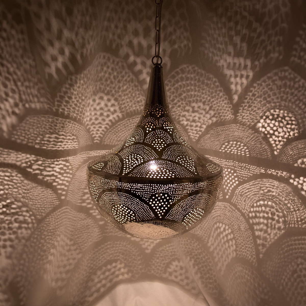 Fluted Dome Moroccan Brass Ceiling Light - View 2