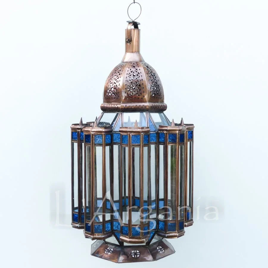 Handcrafted Mamounia Blue Moroccan Brass Light - View 2