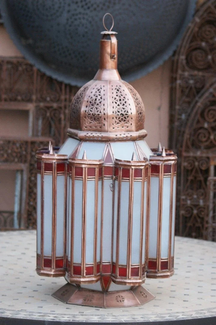 Handcrafted Mamounia Red Moroccan Brass Light - View 1