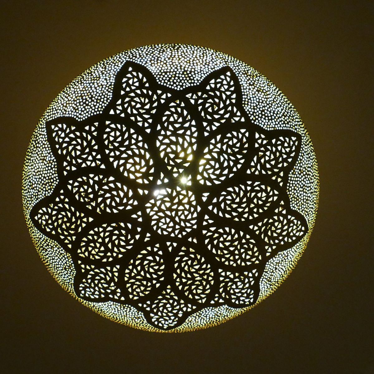 Leaf Pattern Moroccan Brass Pendant Light - View 2